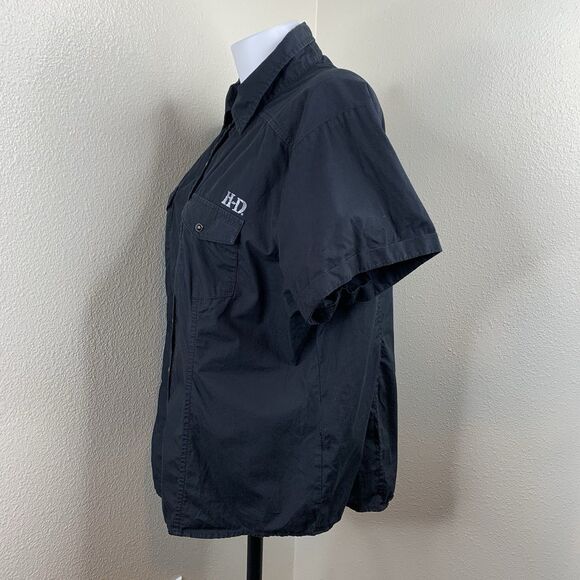 Harley Davidson HD Black Short Sleeve Snap Button Shirt Sz 2XL Skull Sparkle - Picture 6 of 9